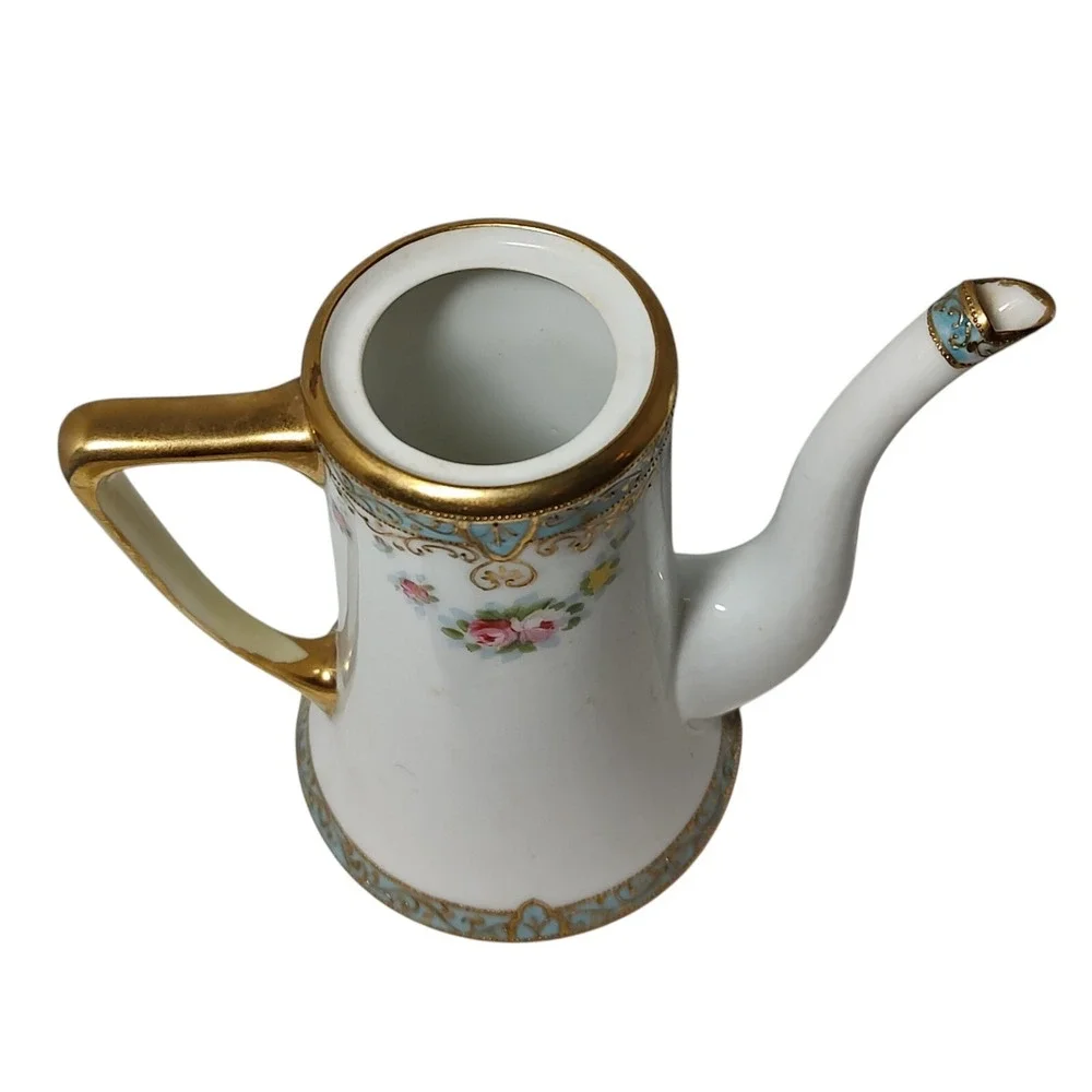 Antique Nippon Chocolate Pot Demitasse Mug Sugar Bowl Gold Moriage‎ Hand Painted
